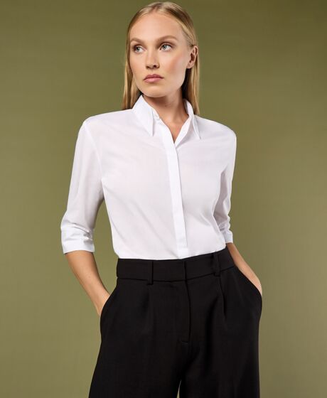 Kustom Kit Ladies 3/4 Sleeve Tailored Continental Shirt Thumbnail