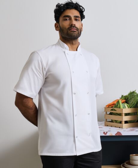 Premier Unisex Short Sleeve Stud Front Chef's Jacket Thumbnail